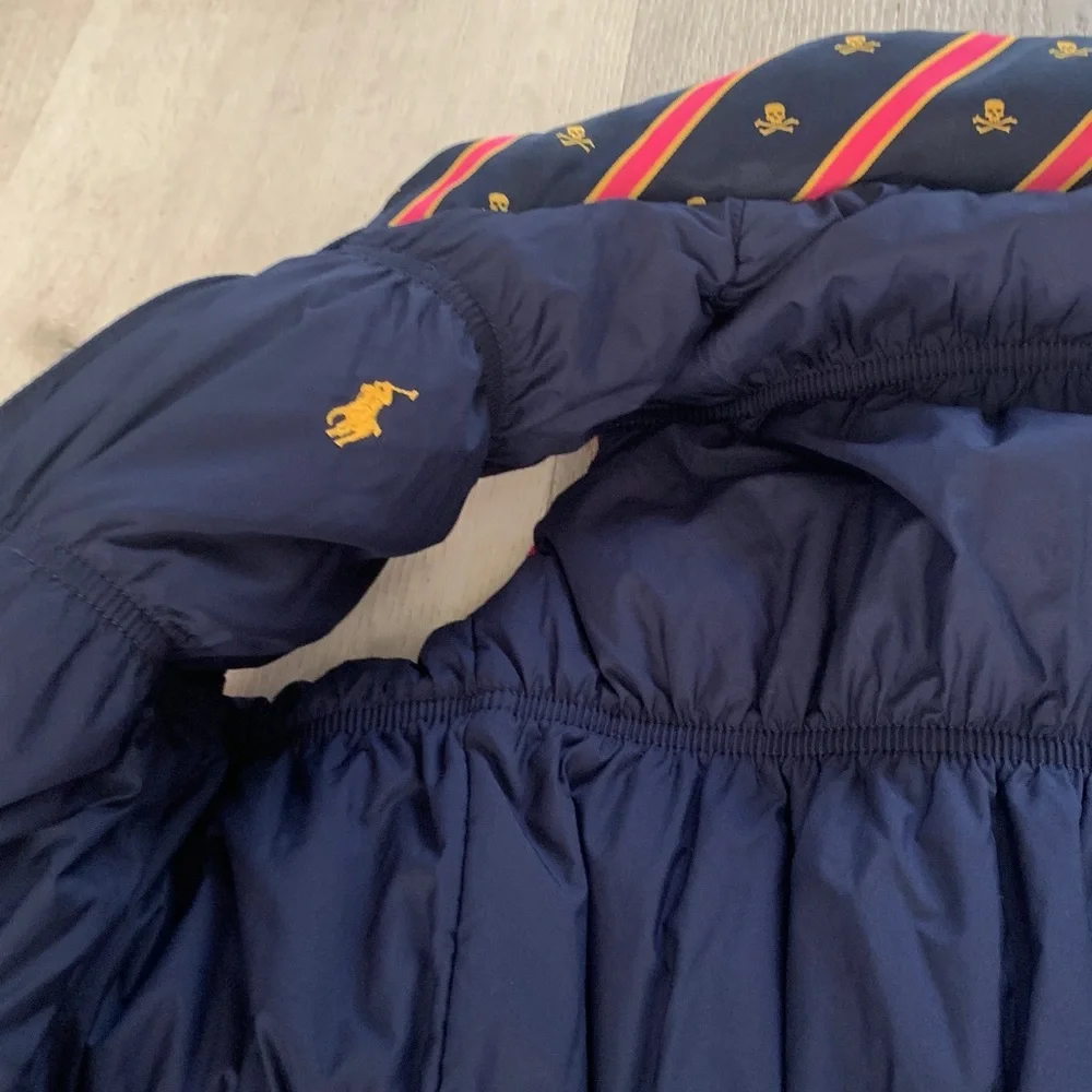 Ralph Lauren Girls Reversible Down Puffer Vest, Pink‎ & Navy sz 16 XL logo fall
